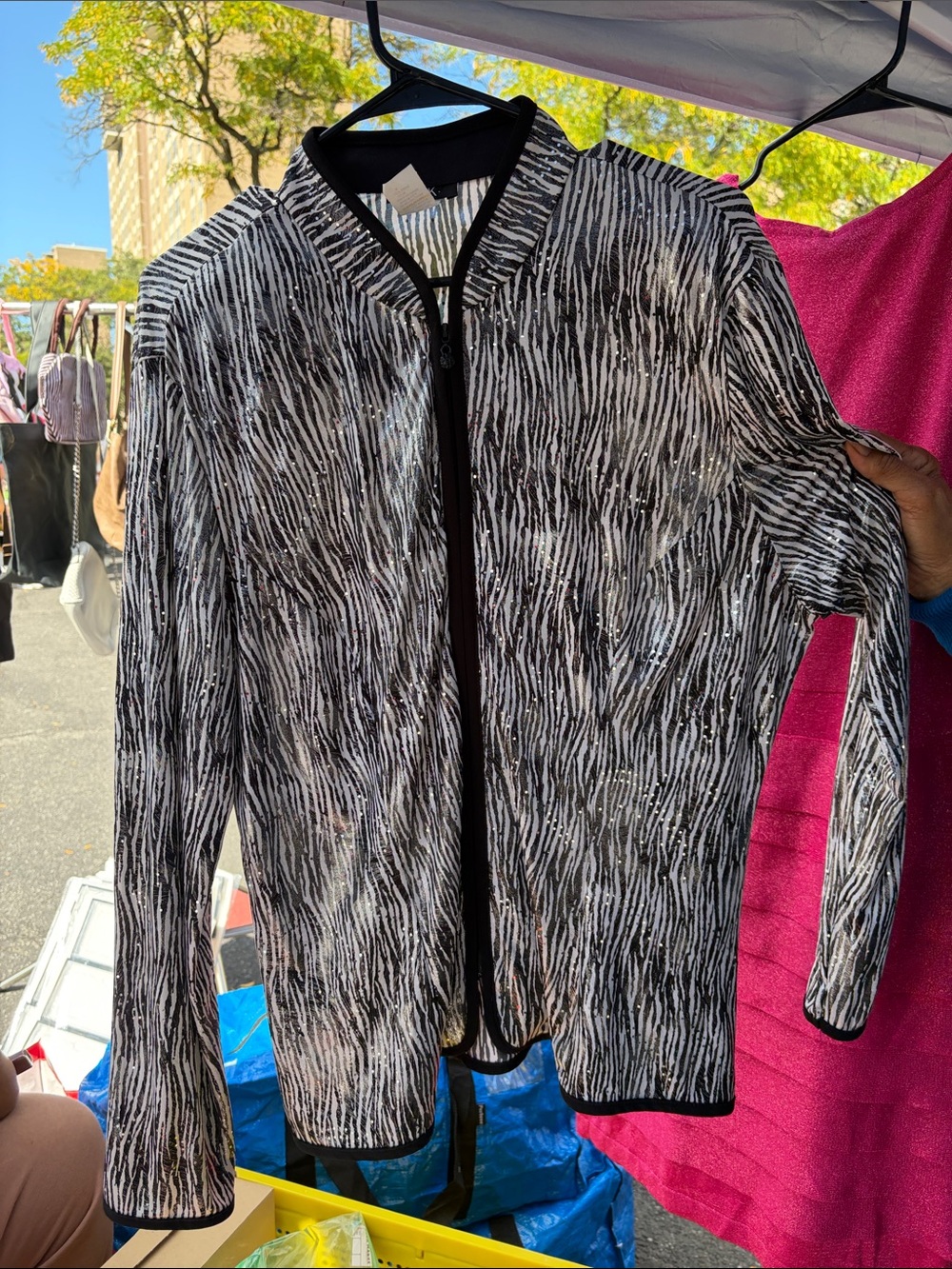MSK Black and White Zebra-Print Zip Jacket